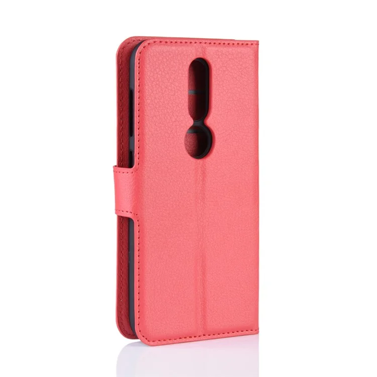 Litchi Skin PU Leder Ständer Brieftasche Mobiltelefon Cover Hülle Für Nokia 4.2 - Rot