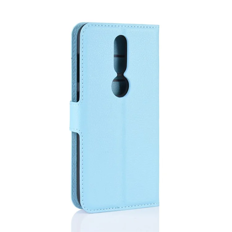 Litchi Skin PU Stand Stand Polho de Celular Capa Para Nokia 4.2 - Azul