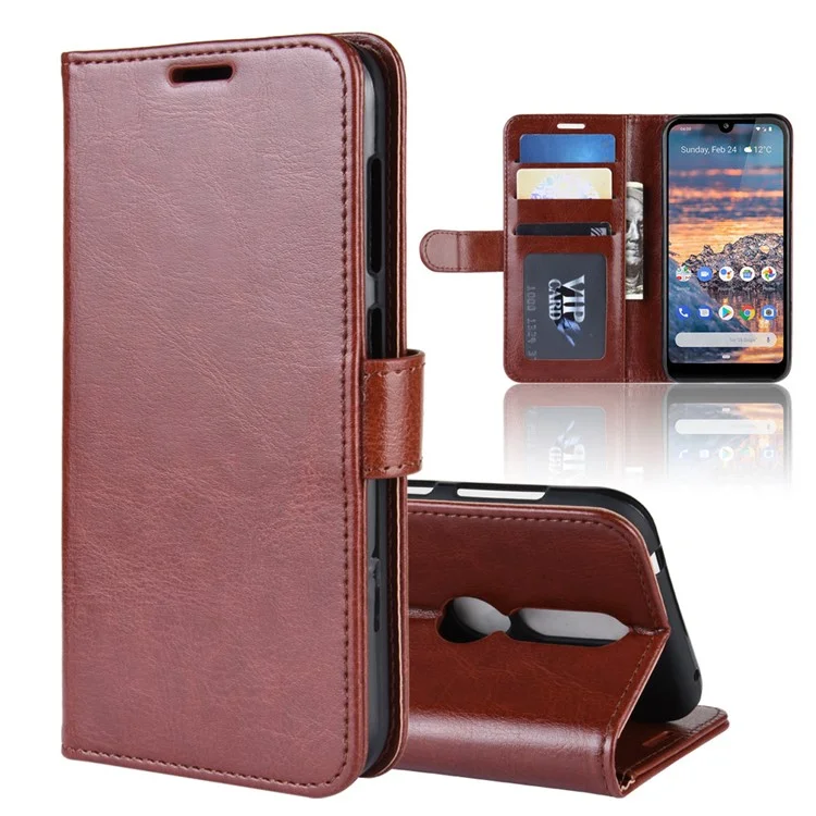 Crazy Horse Cute Leather Stand Flip Case Для Nokia 4.2 - Коричневый