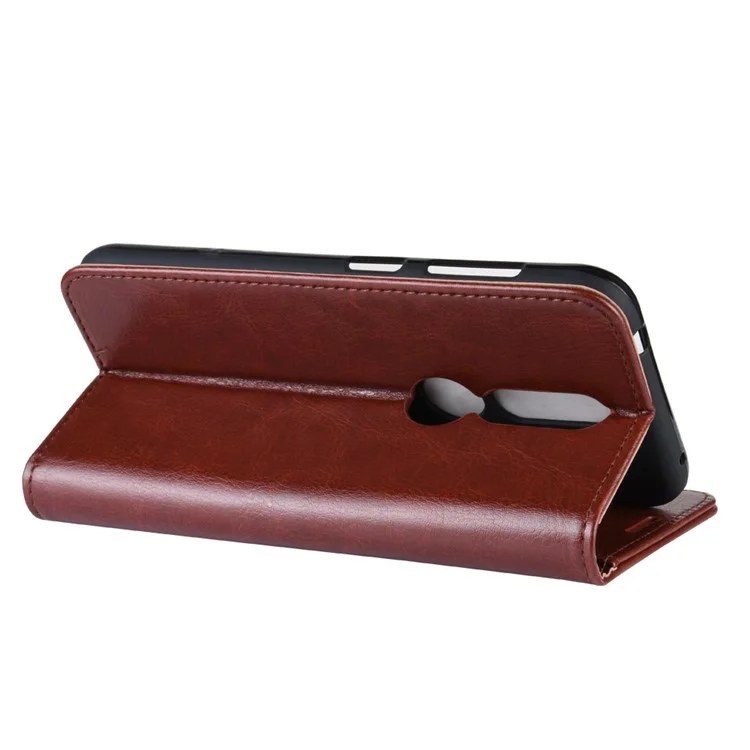 Crazy Horse PU Leather Stand Wallet Flip Case for Nokia 4.2 - Brown