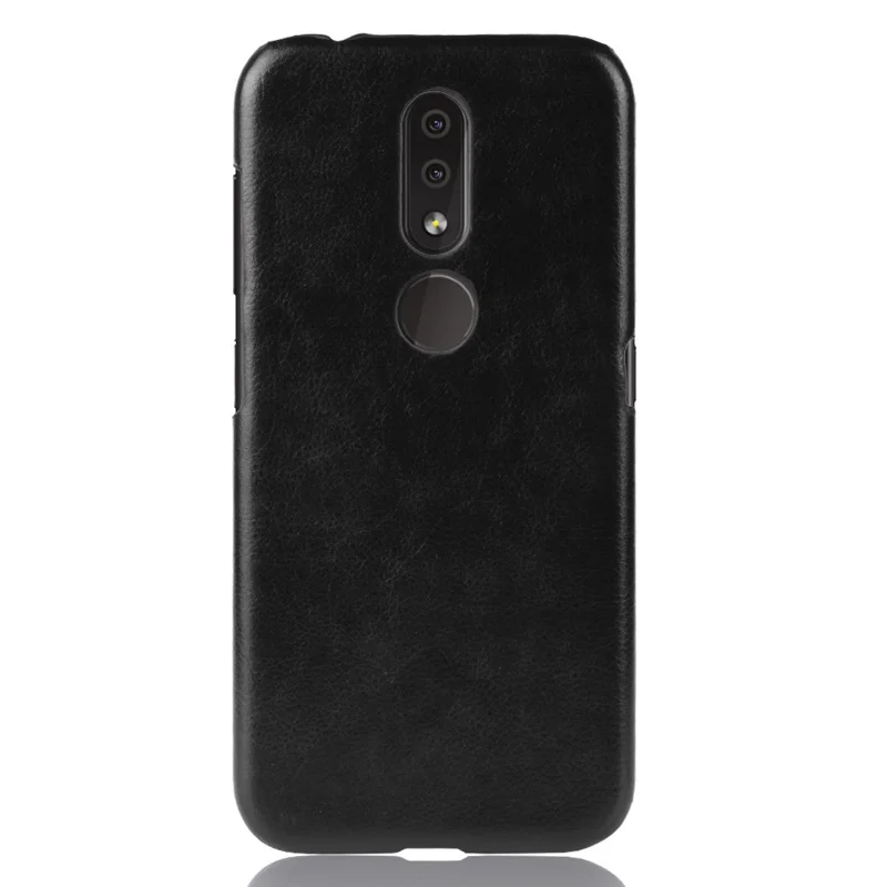 Litchi Texture PU Leather Coated PC Hard Protection Case for Nokia 4.2 - Black