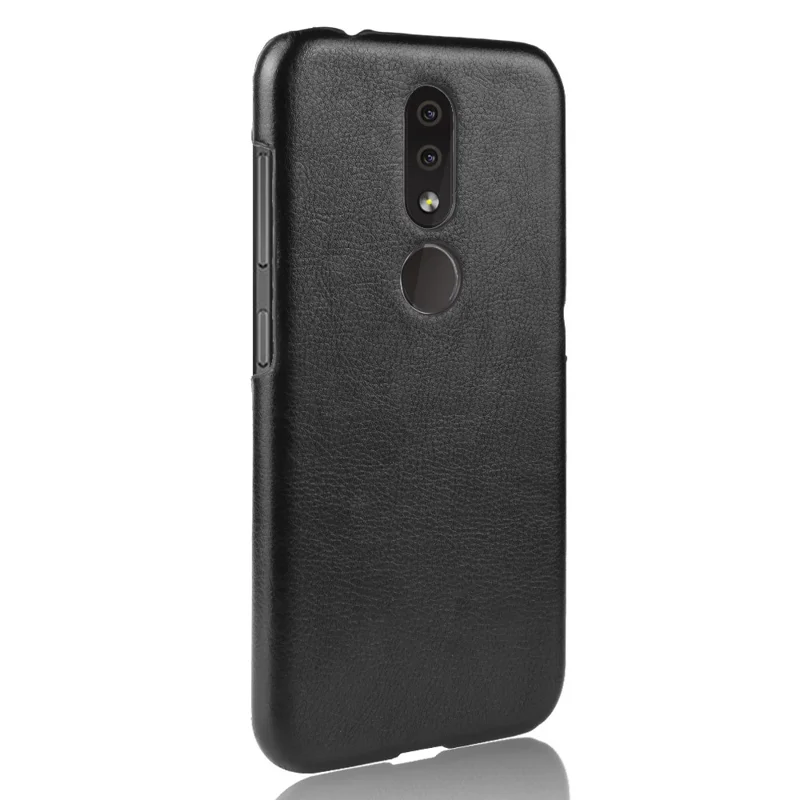 Litchi Texture PU Leather Coated PC Hard Protection Case for Nokia 4.2 - Black