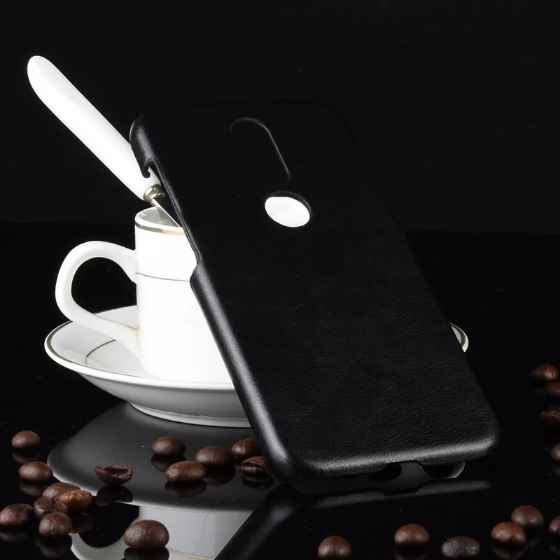 Litchi Texture PU Leather Coated PC Hard Protection Case for Nokia 4.2 - Black