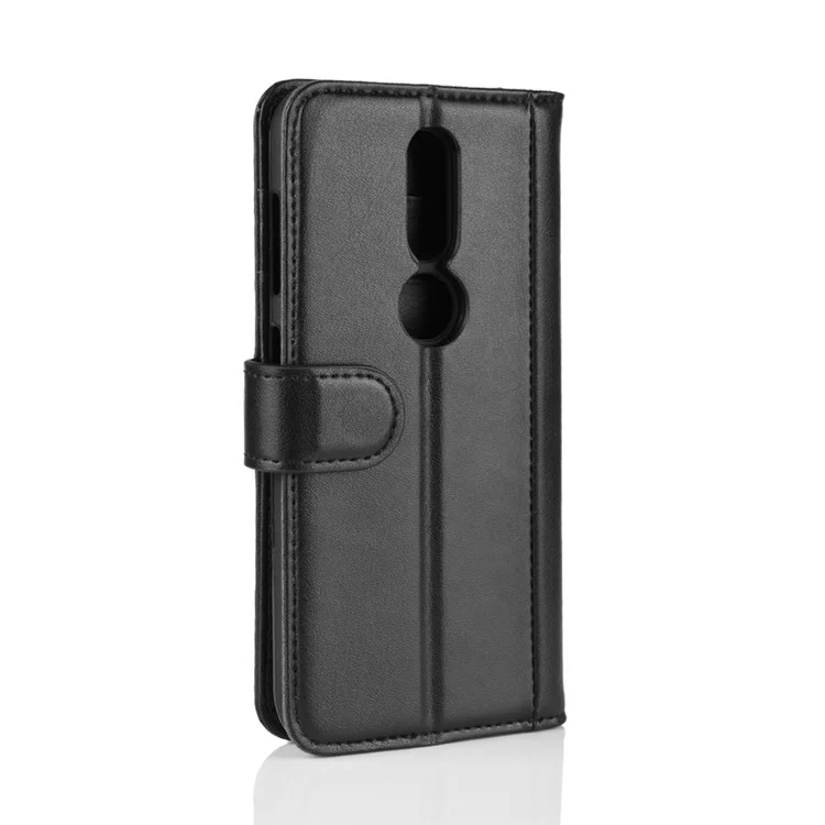 Split Leather Mobile Case with Wallet Stand for Nokia 4.2 - Black