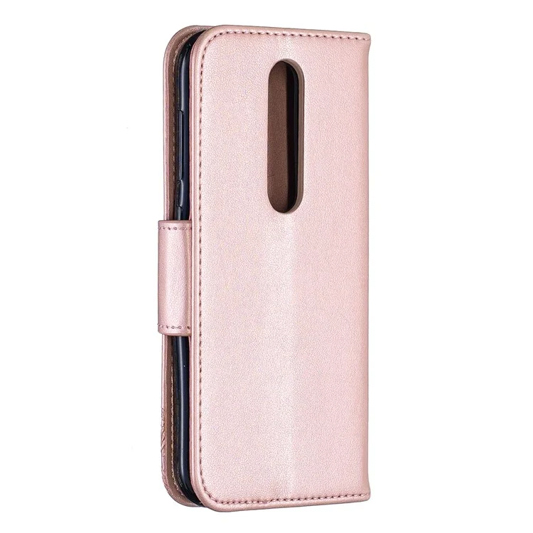 Imprint Butterfly Leather Wallet Case for Nokia 4.2 - Rose Gold