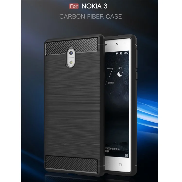 Carbon Fibre Brushed TPU Case for Nokia 3 - Black