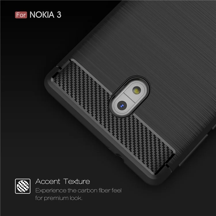 Carbon Fibre Brushed TPU Case for Nokia 3 - Black