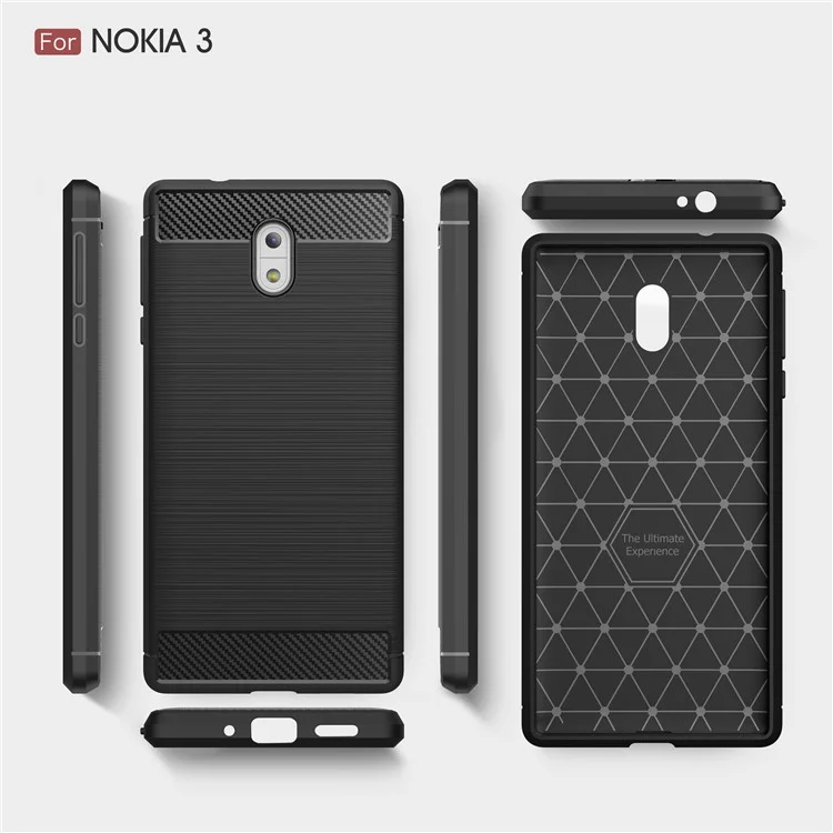 Carbon Fibre Brushed TPU Case for Nokia 3 - Black