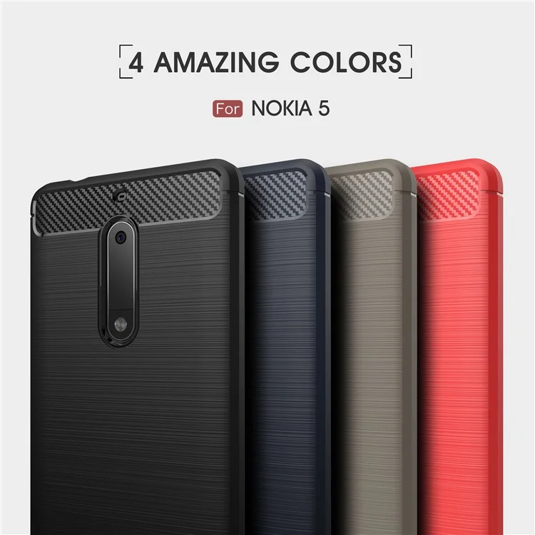 Carbon Fibre Brushed TPU Case for Nokia 5 - Black