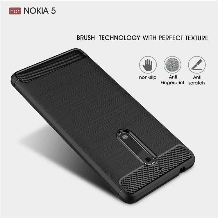 Carbon Fibre Brushed TPU Case for Nokia 5 - Black