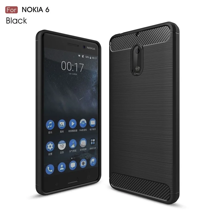 Carbon Fibre Brushed TPU Case for Nokia 6 - Black