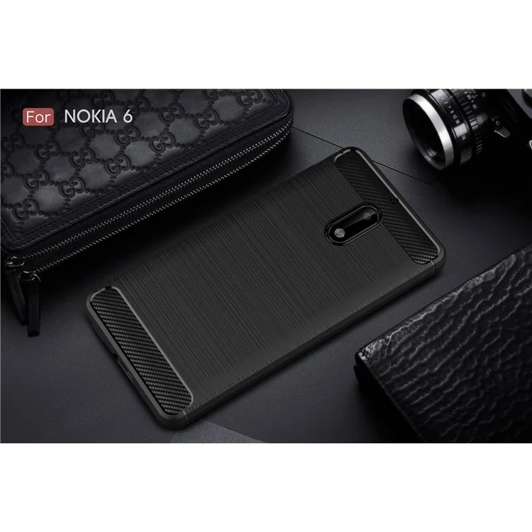 Carbon Fibre Brushed TPU Case for Nokia 6 - Black