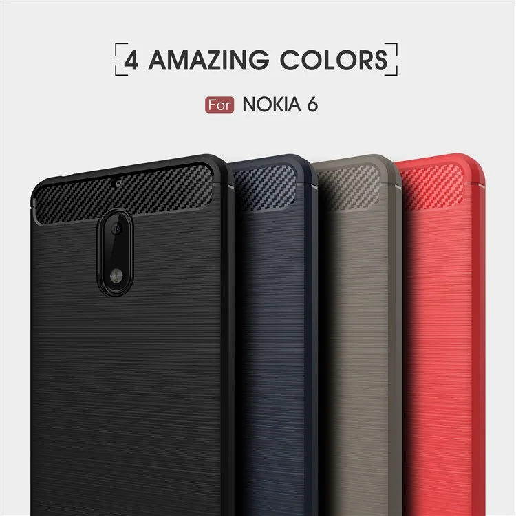 Carbon Fibre Brushed TPU Case for Nokia 6 - Black