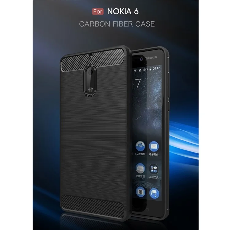 Carbon Fibre Brushed TPU Case for Nokia 6 - Black