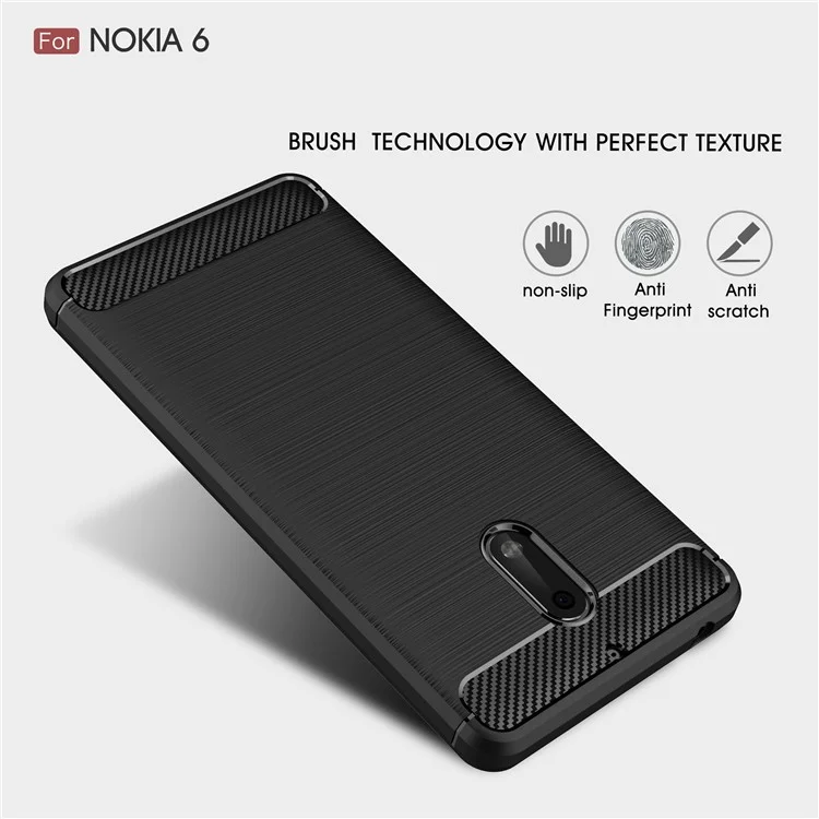 Carbon Fibre Brushed TPU Case for Nokia 6 - Black
