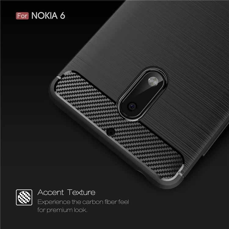 Carbon Fibre Brushed TPU Case for Nokia 6 - Black