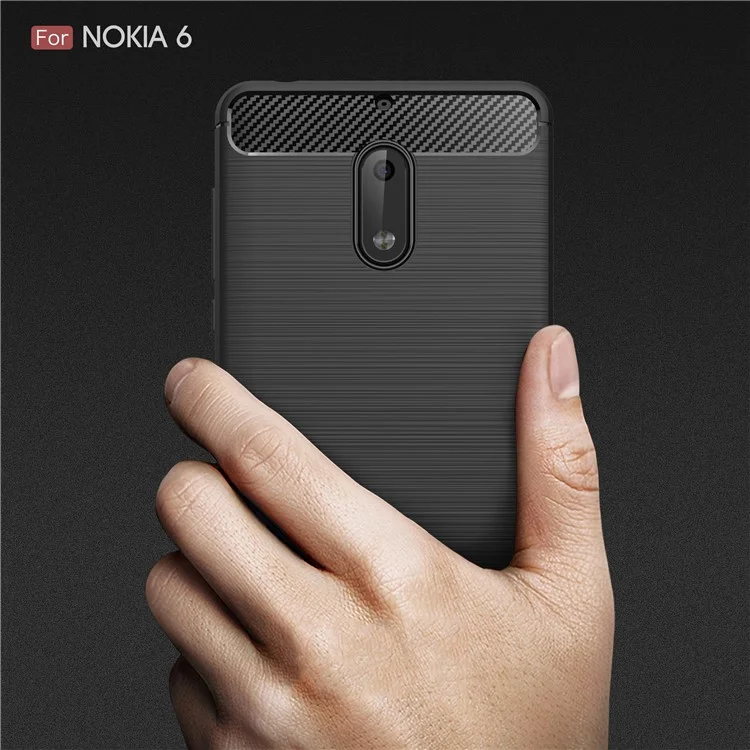 Carbon Fibre Brushed TPU Case for Nokia 6 - Black