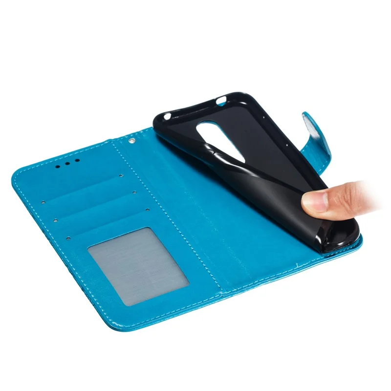 Imprint Mandala Flower Leather Wallet Case for Nokia 4.2 (2019) - Azul