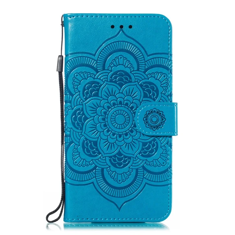 Imprint Mandala Flower Leather Wallet Case for Nokia 4.2 (2019) - Azul