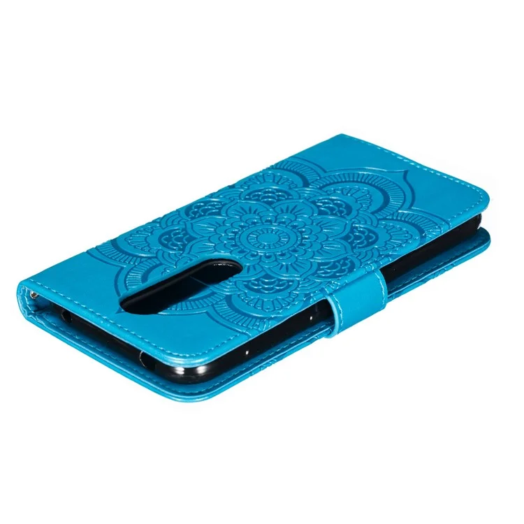 Imprint Mandala Flower Leather Wallet Case for Nokia 4.2 (2019) - Azul