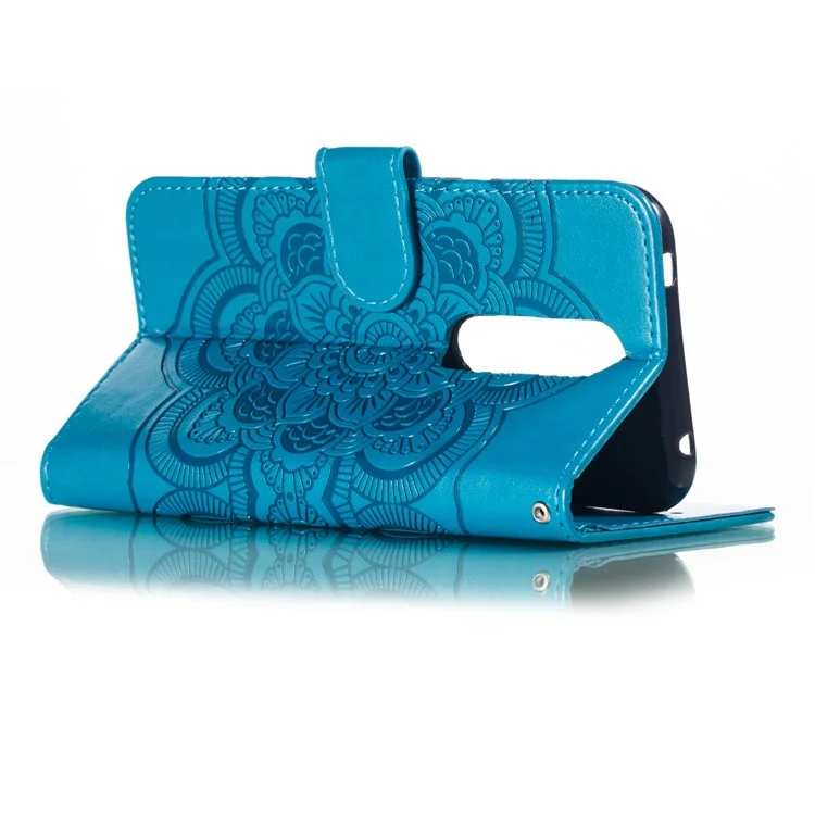 Imprint Mandala Flower Leather Wallet Case for Nokia 4.2 (2019) - Azul