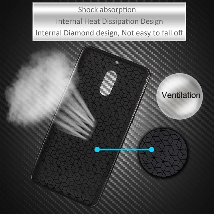 Carbon Fiber Soft TPU Protection Mobile Phone Case for Nokia 6 - Black