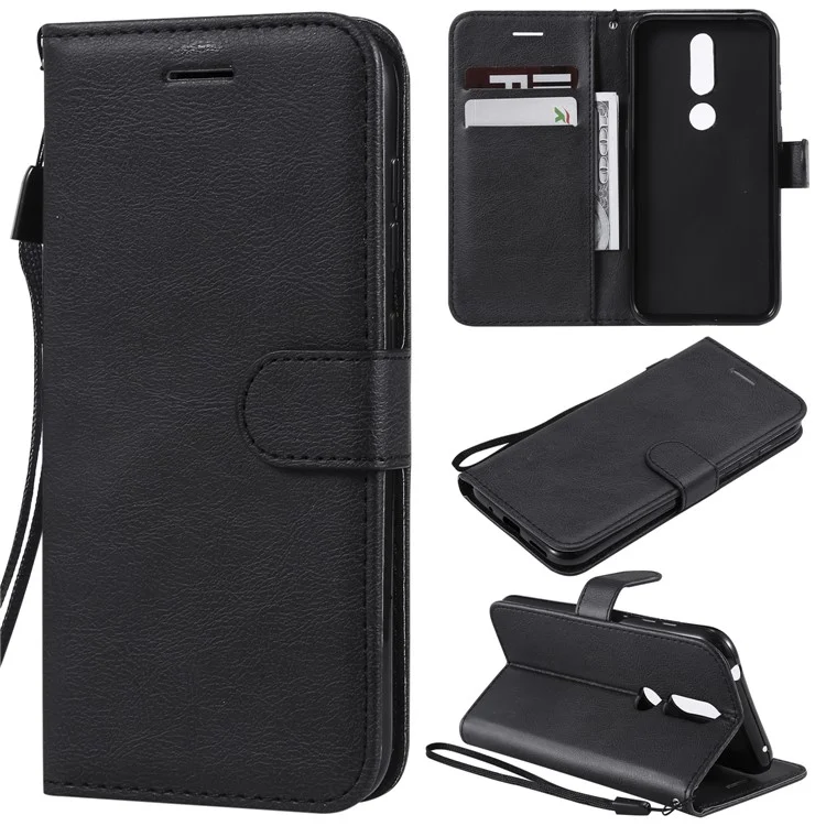 KT Leather Series-2 Wallet Leather Protection Case Para Nokia 4.2 (2019) - Preto