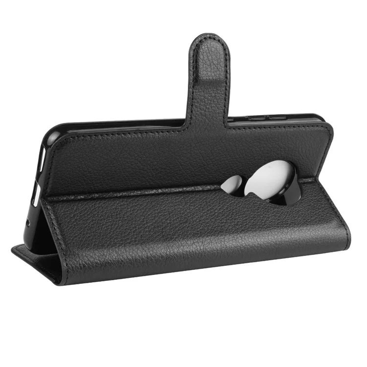 Carteira de Couro Litchi para Nokia 6.2 - Preta