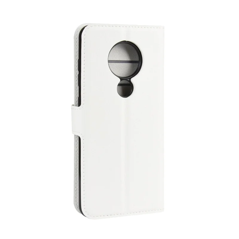 Etui portfel z podstawką z kory lizjowej na Nokia 6.2 - Biały