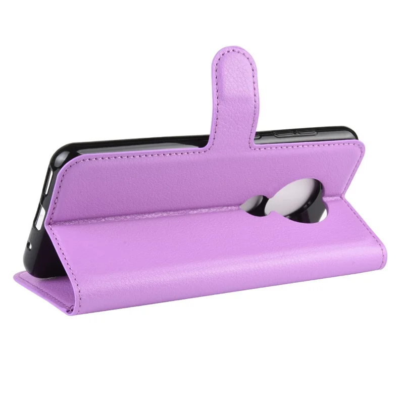 Litchi Skin Leather Wallet Stand Case for Nokia 6.2 - Purple