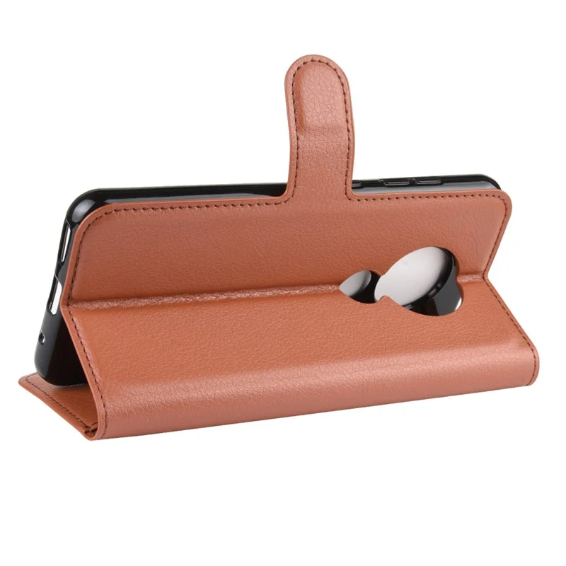 Litchi Skin Leather Wallet Stand Case voor Nokia 6.2 - Bruin