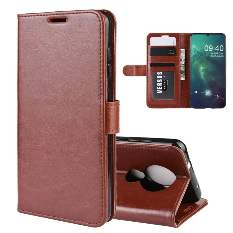 Crazy Horse Skin Wallet Leather Casing for Nokia 6.2 - Brown