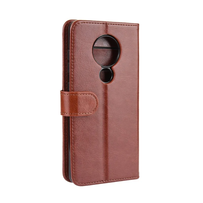 Crazy Horse Skin Wallet Leather Casing for Nokia 6.2 - Brown
