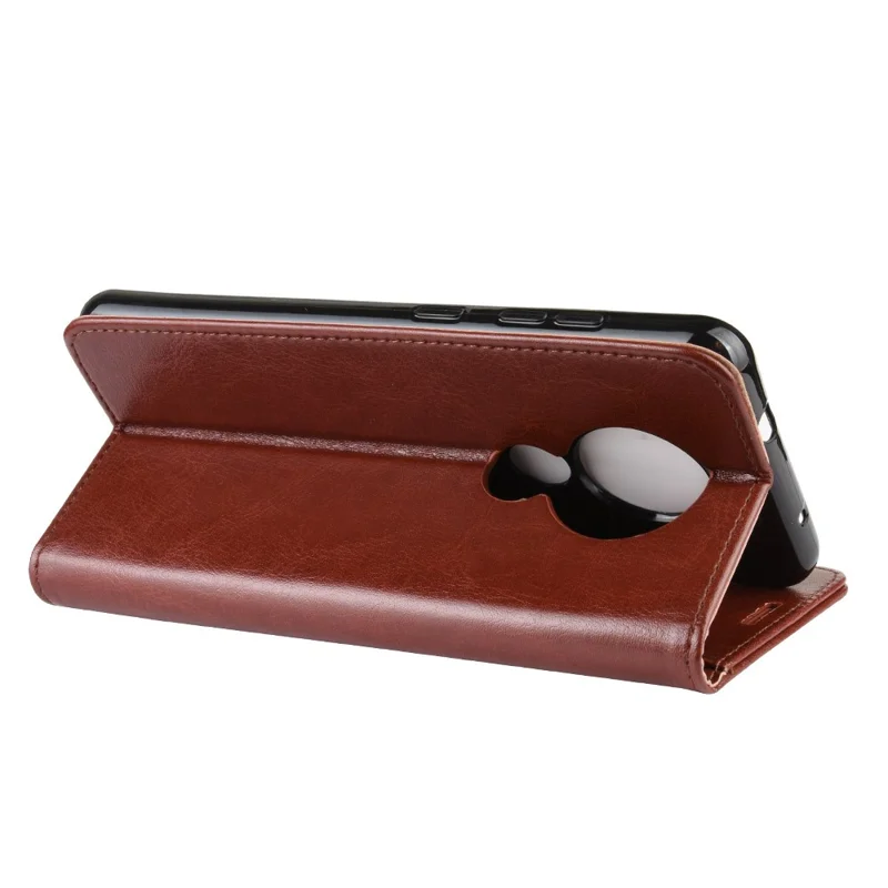 Crazy Horse Skin Wallet Leather Casing for Nokia 6.2 - Brown