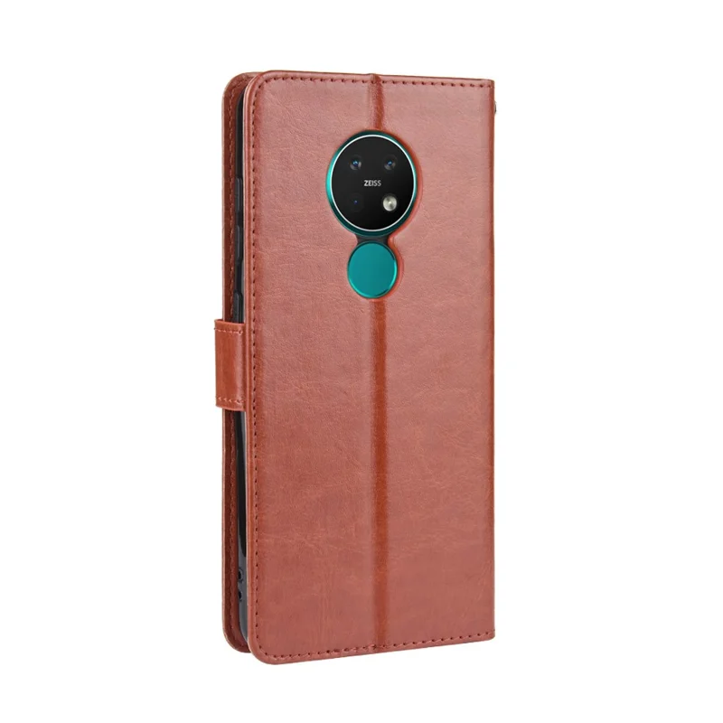 Capa de Couro da Carteira de Textura do Cavalo Louco Com Cinta Para Nokia 6.2 / 7.2 - Castanho