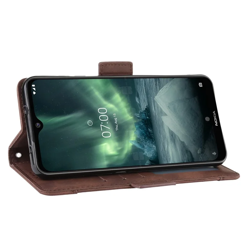Case de Support en Cuir de Portefeuille Pour Nokia 6.2 / 7.2 - Brun