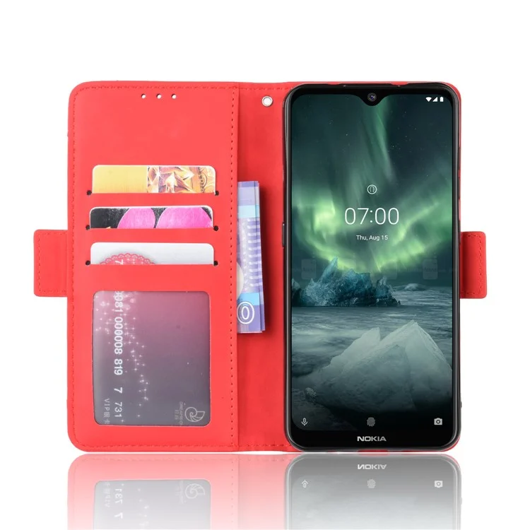 Wallet Leather Stand Case for Nokia 6.2 / 7.2 - Red