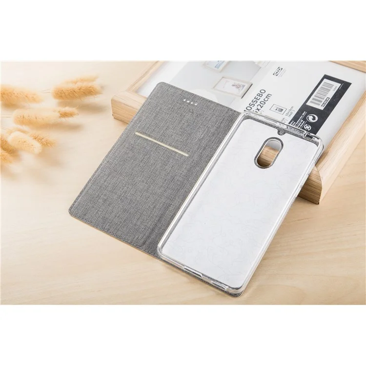 VILI DMX Leather Card Slot Stand Phone Cover for Nokia 3 - Grey