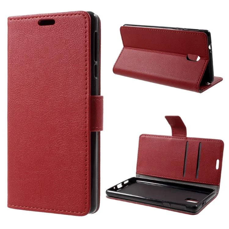 For Nokia 3 Leather Wallet Mobile Phone Case with Stand - Red