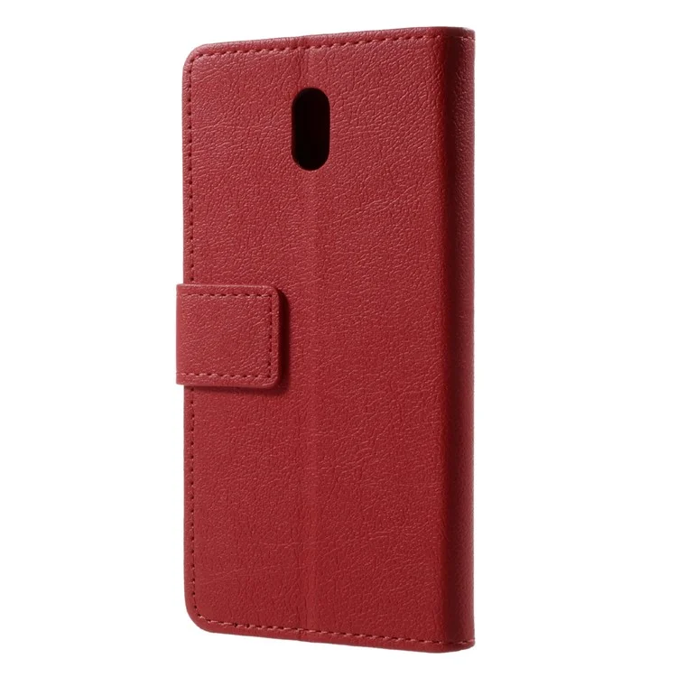 For Nokia 3 Leather Wallet Mobile Phone Case with Stand - Red