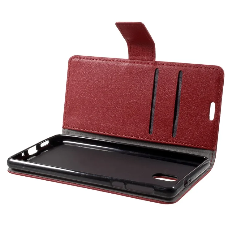 For Nokia 3 Leather Wallet Mobile Phone Case with Stand - Red