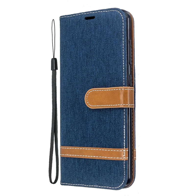 Two-color Jean Cloth PU Leather Phone Shell Case for Nokia 7.2/6.2 - Dark Blue