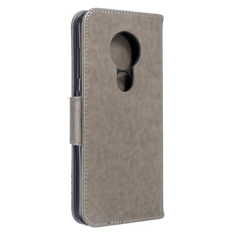 Imprint Butterfly Wallet Leather Stand Case for Nokia 6.2/7.2 - Grey