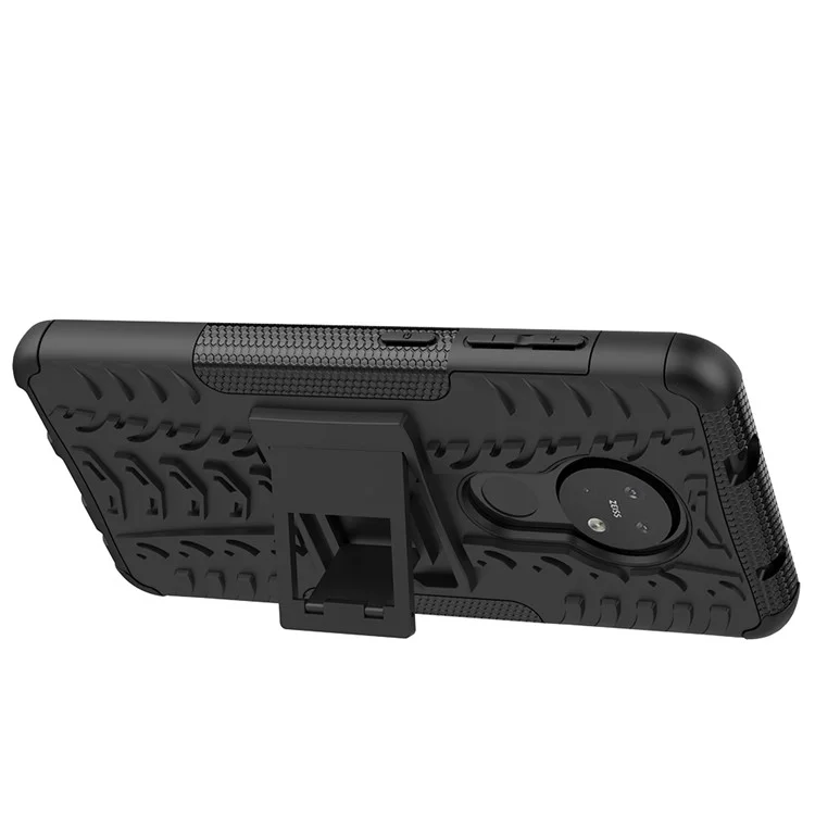Cool Tyre PC + TPU Hybrid Phone Cover with Kickstand for Nokia 7.2 / 6.2 - Black
