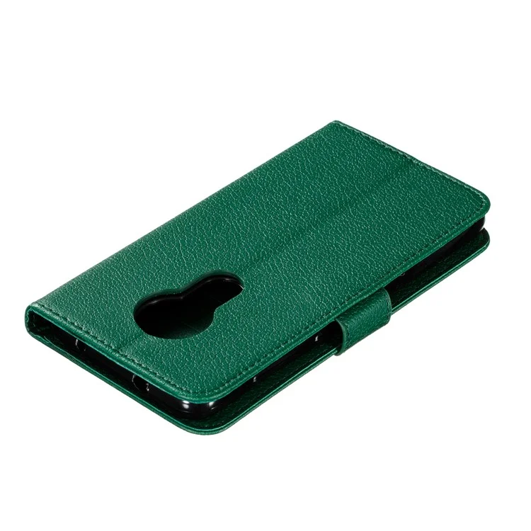 Litchi Design Imprint Feather Leather Phone Case with Wallet Stand for Nokia 7.2 - Verde