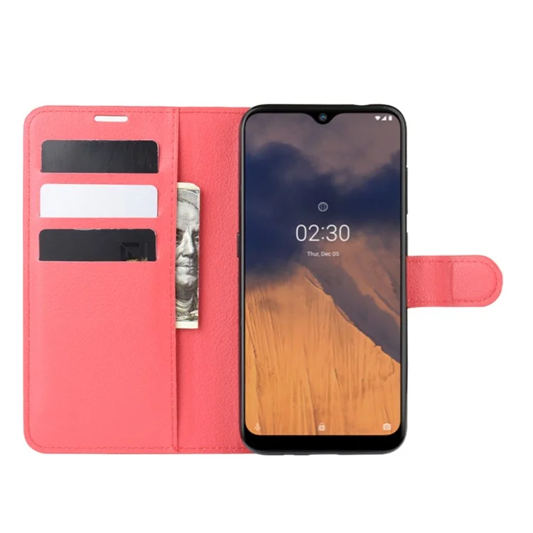Portefeuille en cuir Litchi Skin Stand Case pour Nokia 2.3 - Rouge