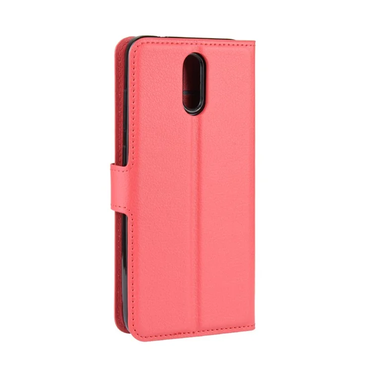 Portefeuille en cuir Litchi Skin Stand Case pour Nokia 2.3 - Rouge