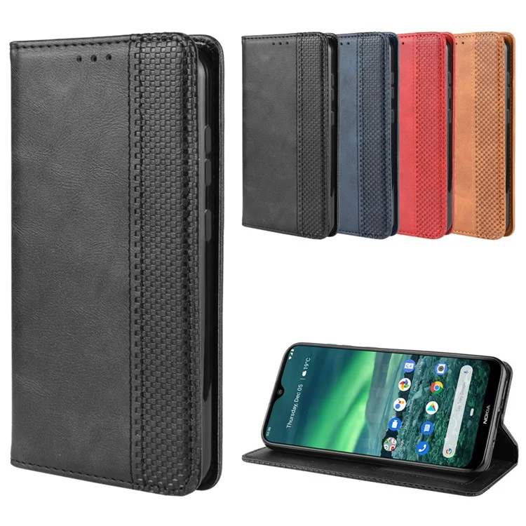 Magnetic Retro Leather Wallet Shell for Nokia 2.3 - Black