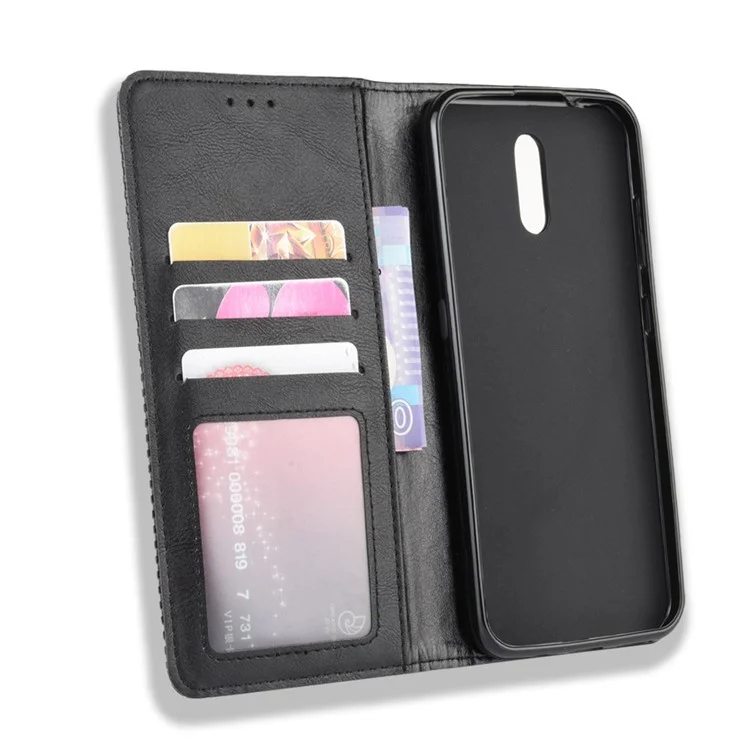 Magnetic Retro Leather Wallet Shell for Nokia 2.3 - Black