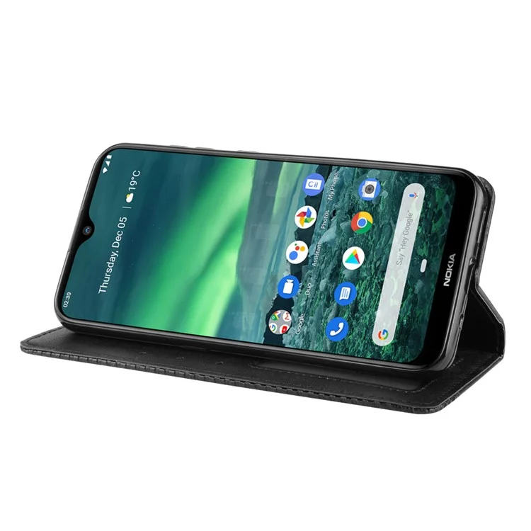 Coquille Portefeuille En Cuir Rétro Magnétique Pour Nokia 2.3 - Noir